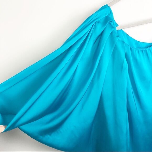 CACHE | Turquoise One Shoulder Draped Mini Dress Women’s Size 2 - Picture 3 of 9